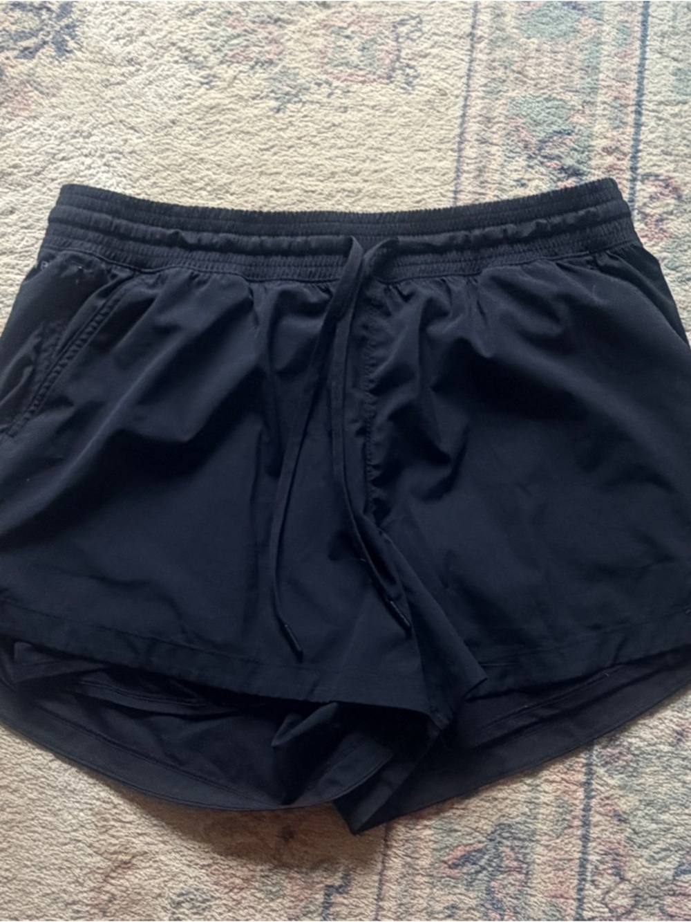 Women's Black Athletic Drawstring Shorts with Elastic Waist
